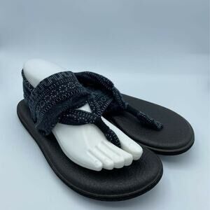Sanuk Womens Yoga Sling 2 Flip Flop Sandals Gray Shibori Toe Post 7
